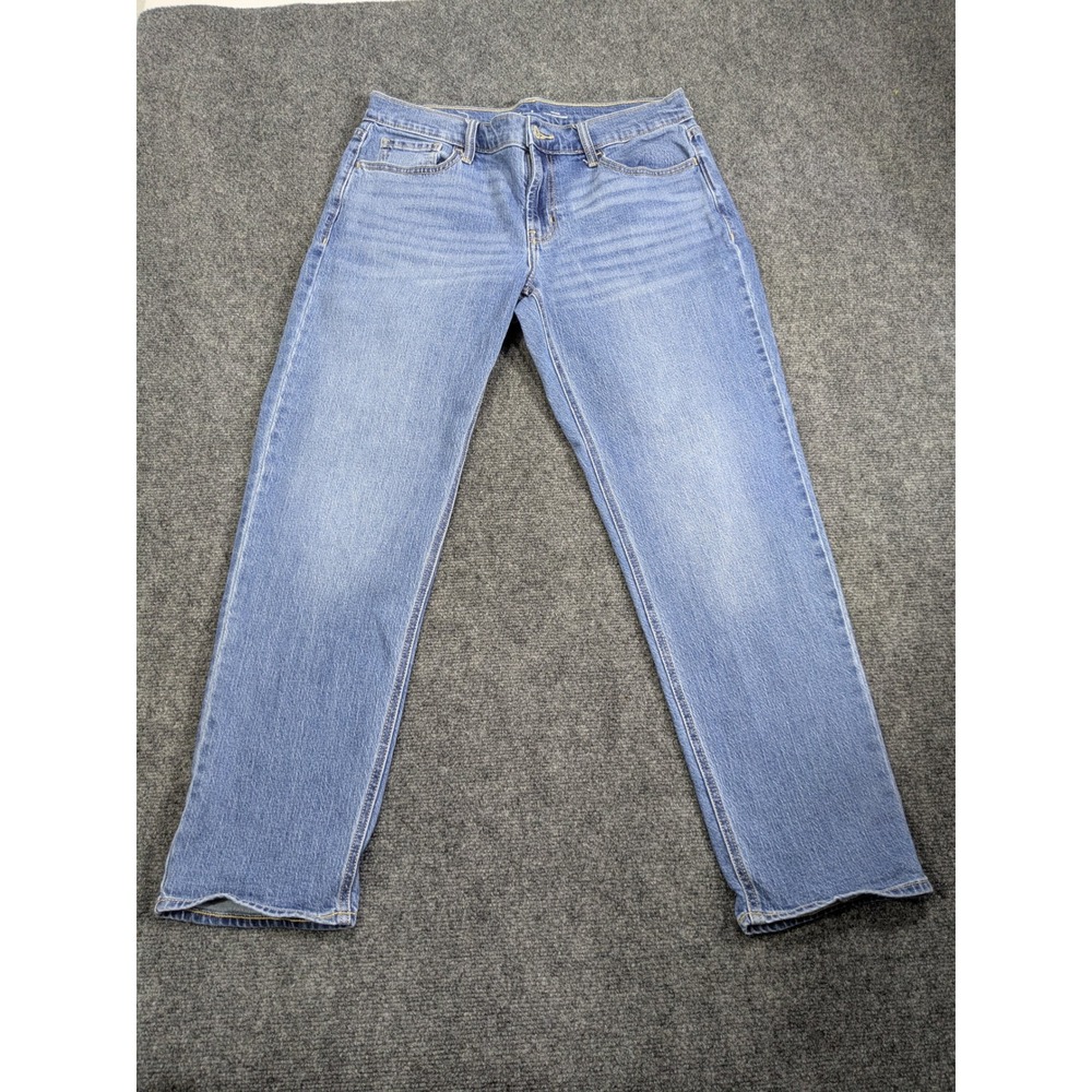 Old Navy Wow Boyfriend Jeans Womens 8 Petite Blue Mid-Rise Relaxed Straight Leg